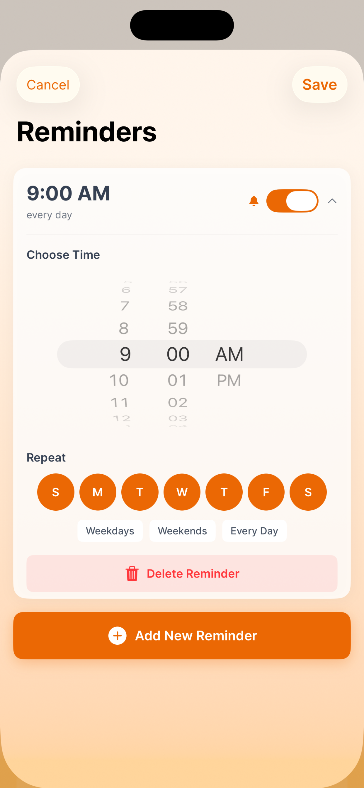 Reminders Screen